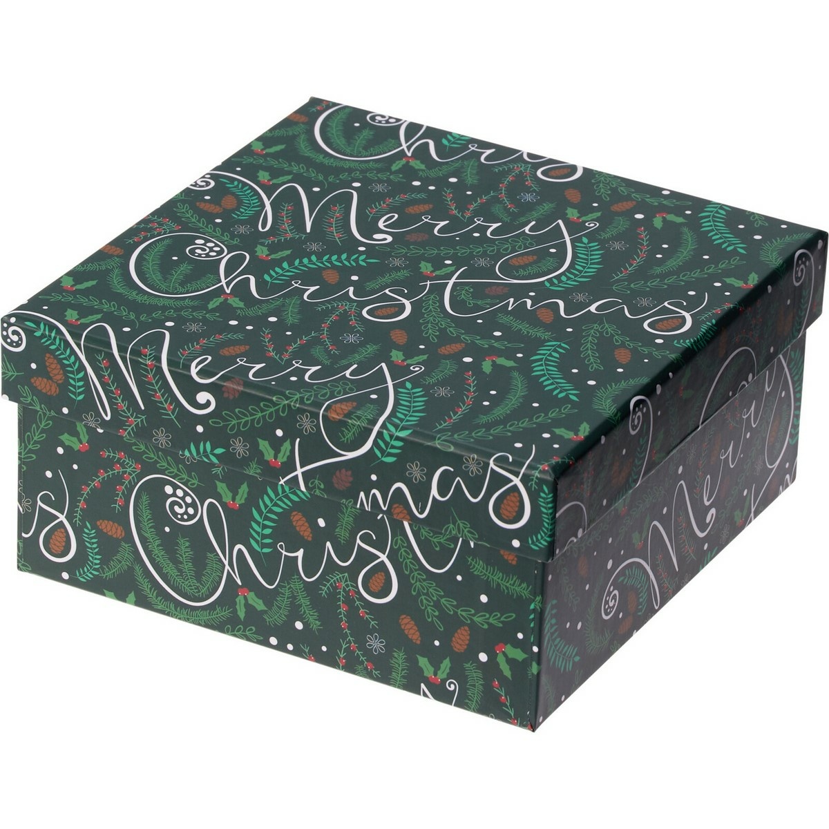 Świąteczne pudełko prezentowe, zielony, 14,5 x 7 x 14,5 cm
