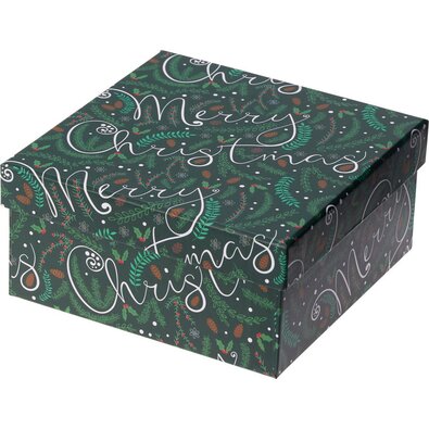 Darčekový vianočný box, zelená, 14,5x7x14,5 cm