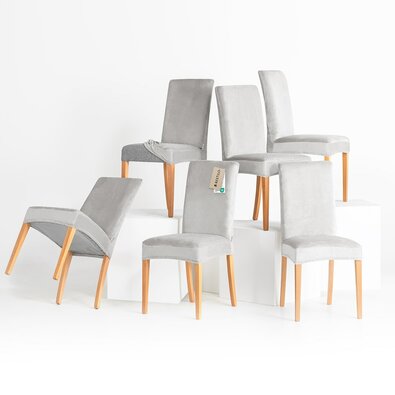 Restilo Husă pentru scaun Sento argintiu, 48 x 48x 58 + 10 cm, set de 6 bucăți