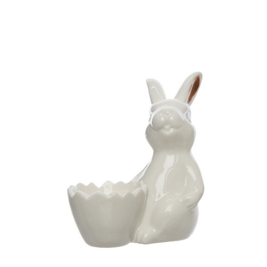 Veľkonočný kalíšok na vajíčko Rabbit biela, 10,5 cm