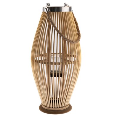 Bambusový lampáš so sklom Delgada, 29 x 59 cm, prírodná