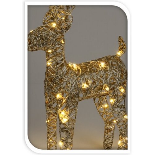 Arany rénszarvas karácsonyi világító dekoráció, 24 x 37 x 8 cm, 40 LED-es, meleg fehér