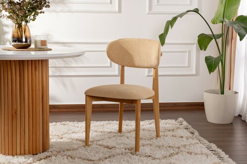 Esszimmerstuhl-Set Lionte Beige and Light Oak, 2 Stück