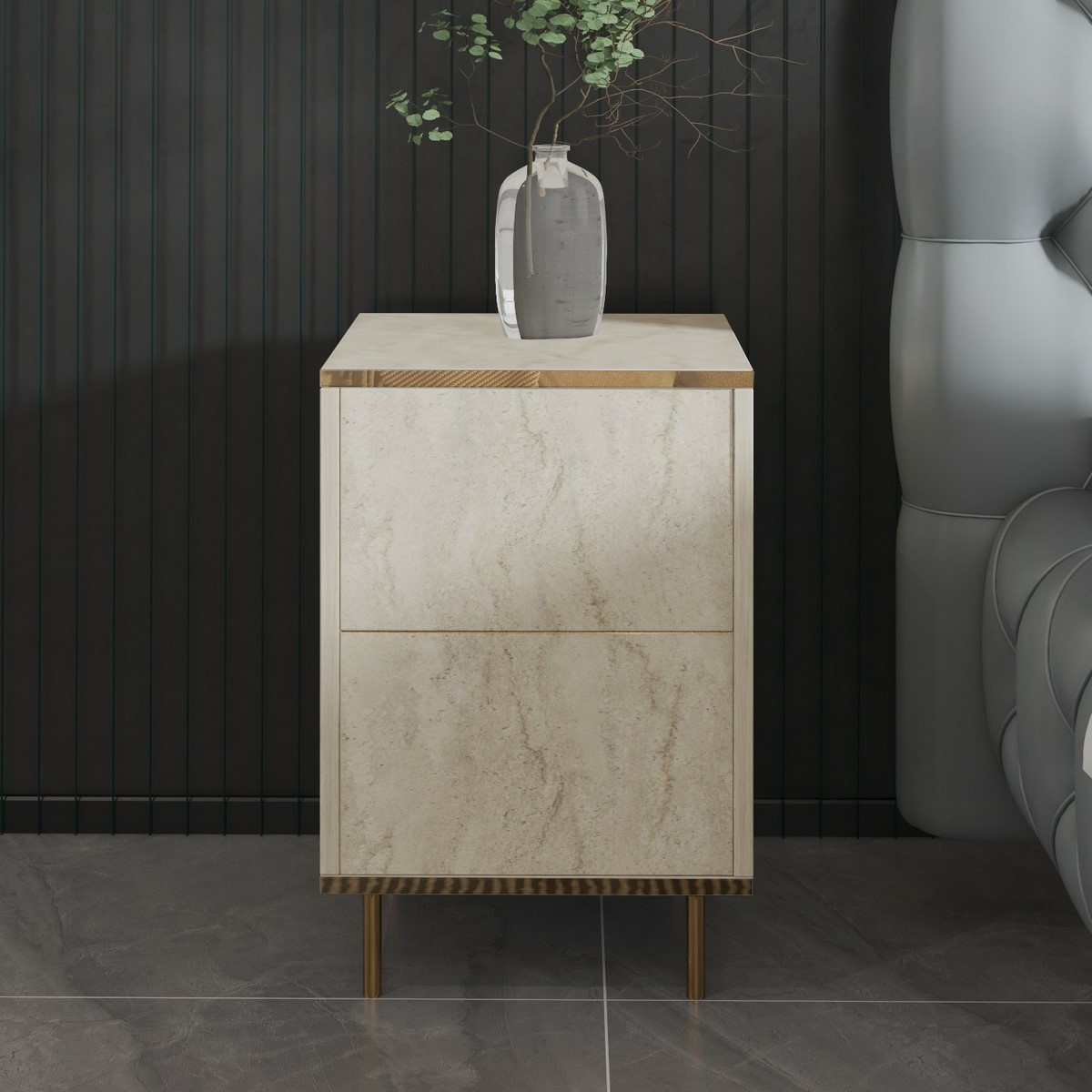 Nočný stolík Imaj Travertine and Gold
