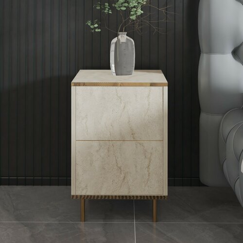 Nachttisch Imaj Travertine and Gold