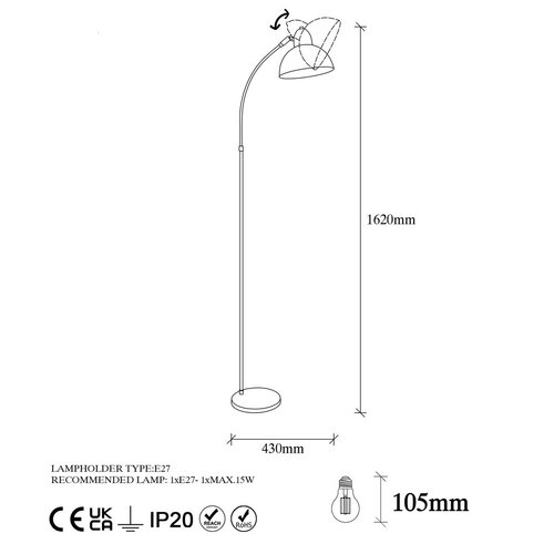 Stojacia lampa Varzan - 10855, čierna