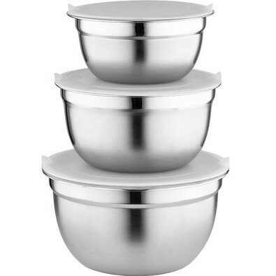 Florina Set aus 3 Edelstahlschalen mit Deckel, silberfarben