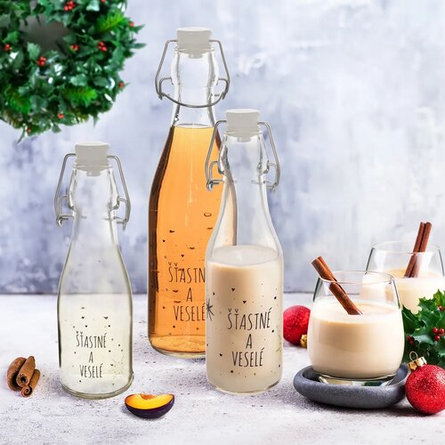 Orion Sticlă cu capac cu clip Floc roșu, 0,16 l