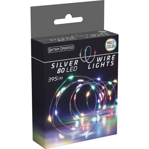 Lichterkette „Silver“, 4 m, 80 LEDs, mehrfarbig, batteriebetrieben