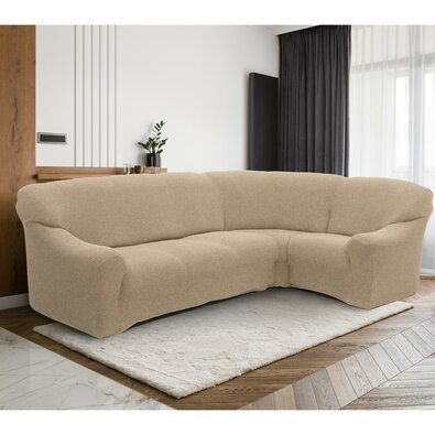 Spannbezug für Ecksofa Denia Sahnig, 340 - 540 cm x 60 - 110 cm