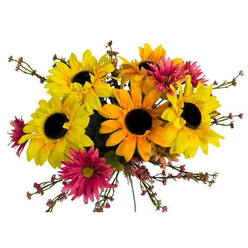 Buchet de floarea soarelui, gypsophila, cu douăfețe , h. 48 cm