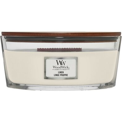 WoodWick Vonná sviečka loď Linen, 453 g