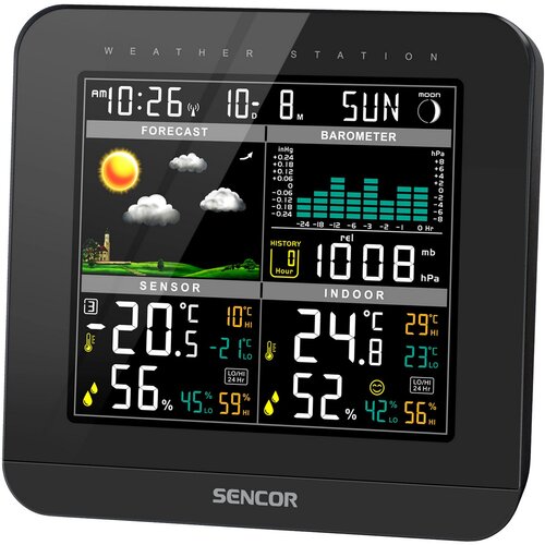 Sencor SWS 5800 stacja pogodowa, czarna