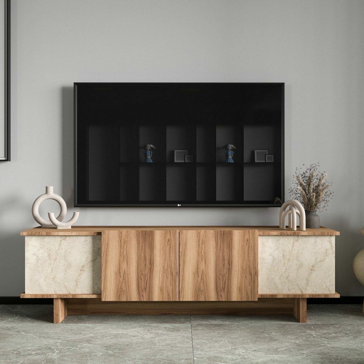 Diana Travertine és Walnut TV-asztal