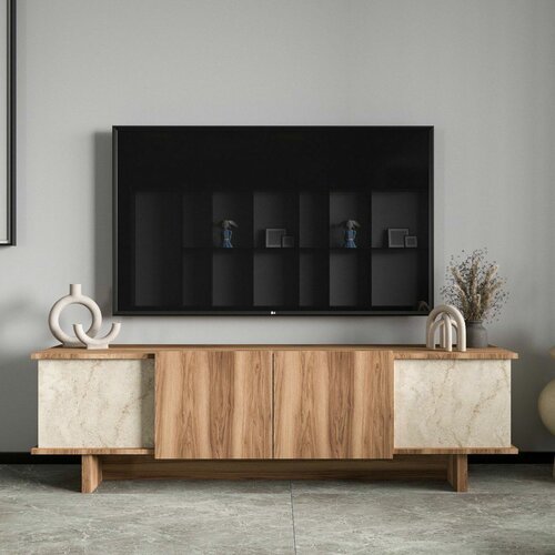 Televizní stolek Diana Travertine and Walnut