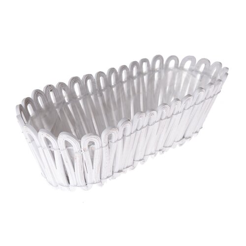 Leseni obal za cvetlično lonec Fence 2, bela, 30 x10 x 14 cm