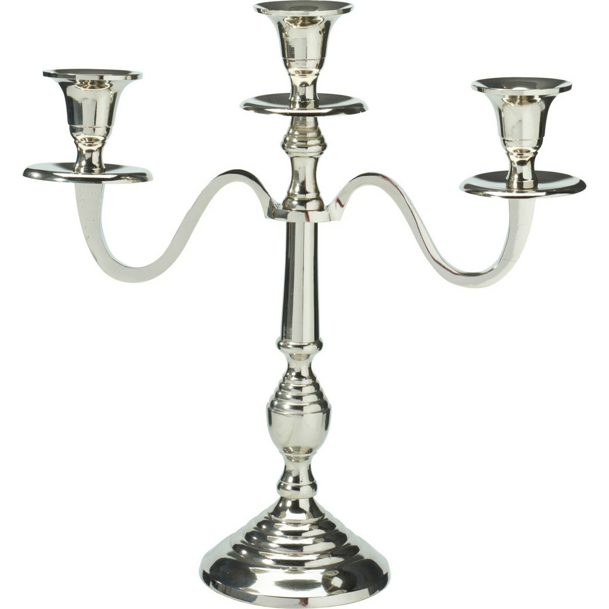 Kovový svietnik 3ramenný 29x10x30 cm, farba strieborná, dekor 2