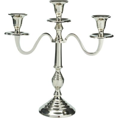 Sfeșnic metalic cu 3 brațe 29x10x30 cm, culoareargintiu, decor 2