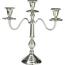 Kovový svícen 3ramenný 29x10x30 cm, barva stříbrná, dekor 2