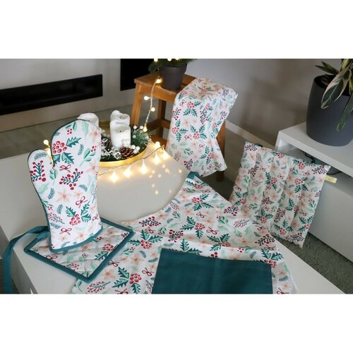 Pernă matlasată scaun de Crăciun Cesmina, verde, 40 x 40 cm