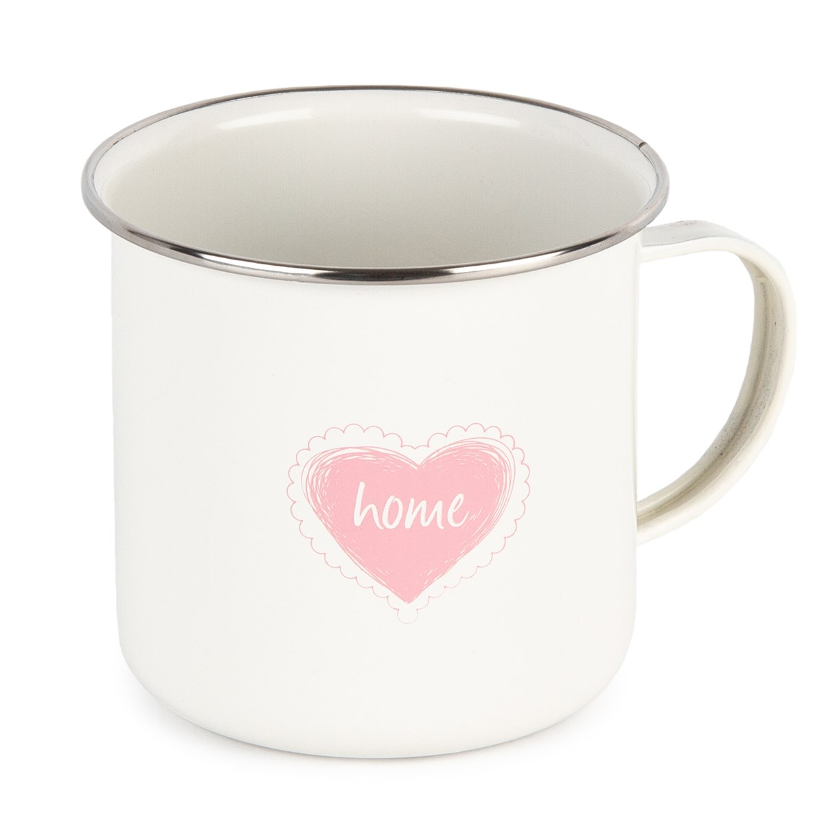 Plechový hrnek Srdíčko 400 ml, krémová