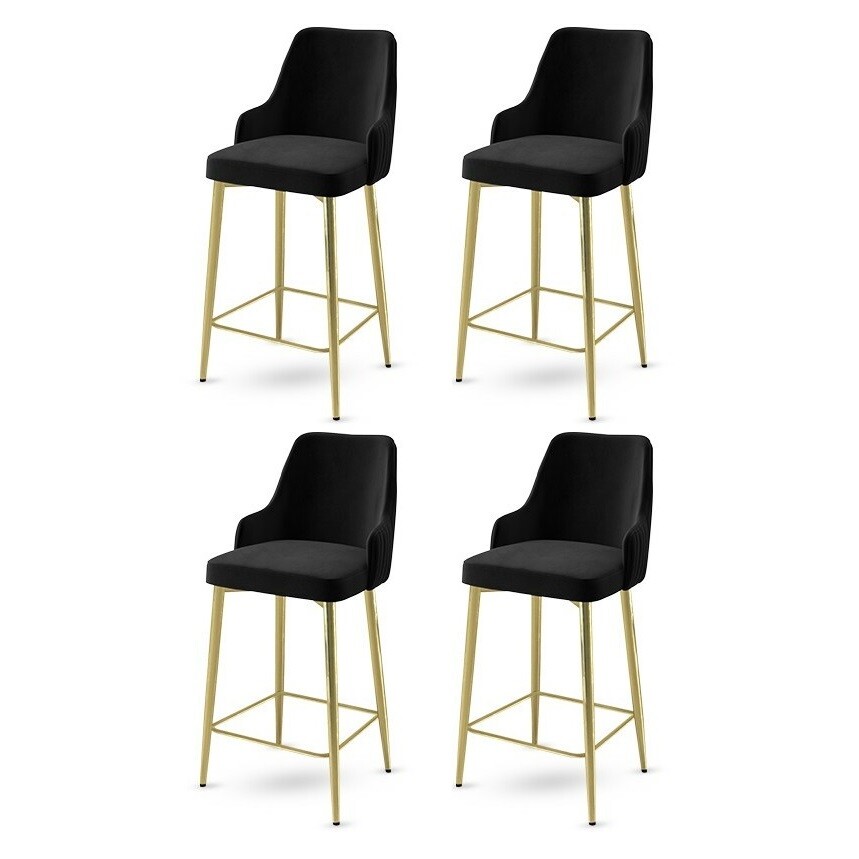 Súprava barových stoličiek Enox Black and Gold, 4 ks
