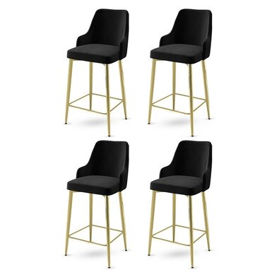 Barstuhl-Set Enox Black and Gold, 4 Stück
