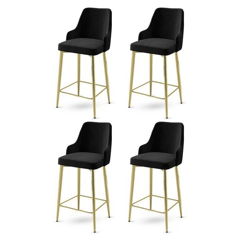 Súprava barových stoličiek Enox Black and Gold, 4 ks