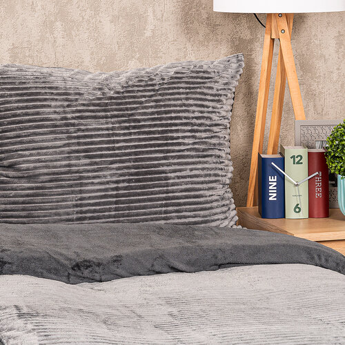 Lenjerie de pat din micro-flanelă 4Home Stripe, gri, 140 x 200 cm, 70 x 90 cm