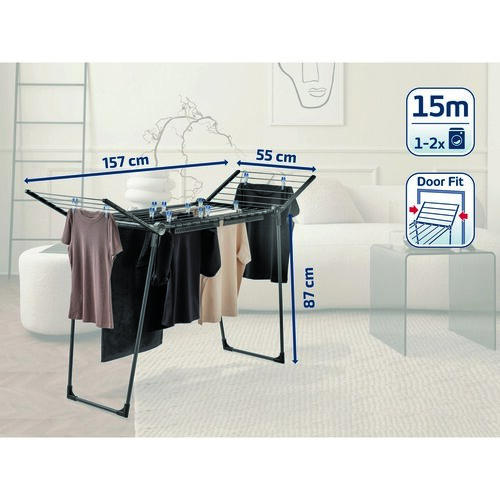 Leifheit Suszarka do ubrań  Pegasus 150 Solid Slim Black 81690