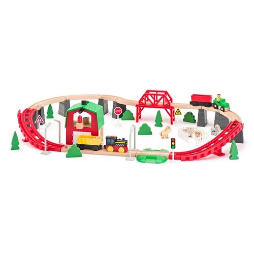 Drevená vlaková súprava – Farma, 60 dielov