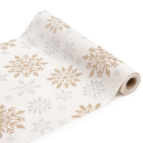 Dekoratívna látka Big snowflakes, 28 x 270 cm