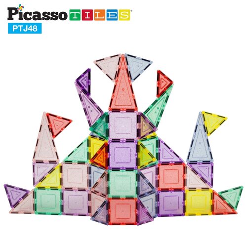 PicassoTiles gradbeni komplet, 48 kosov, magnetnikocki, bleščeči