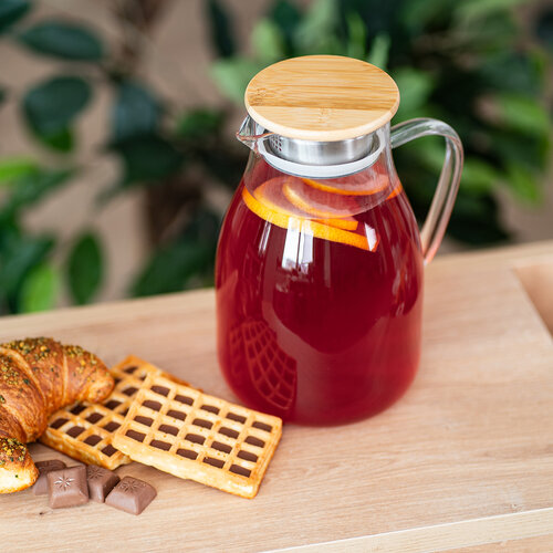 4Home Sklenený džbán s viečkom Bamboo Hot&Cool, 1,7 l