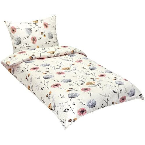 Bellatex Крепова постільна білизна Маківці бежева, 140 x 220, 70 x 90 см