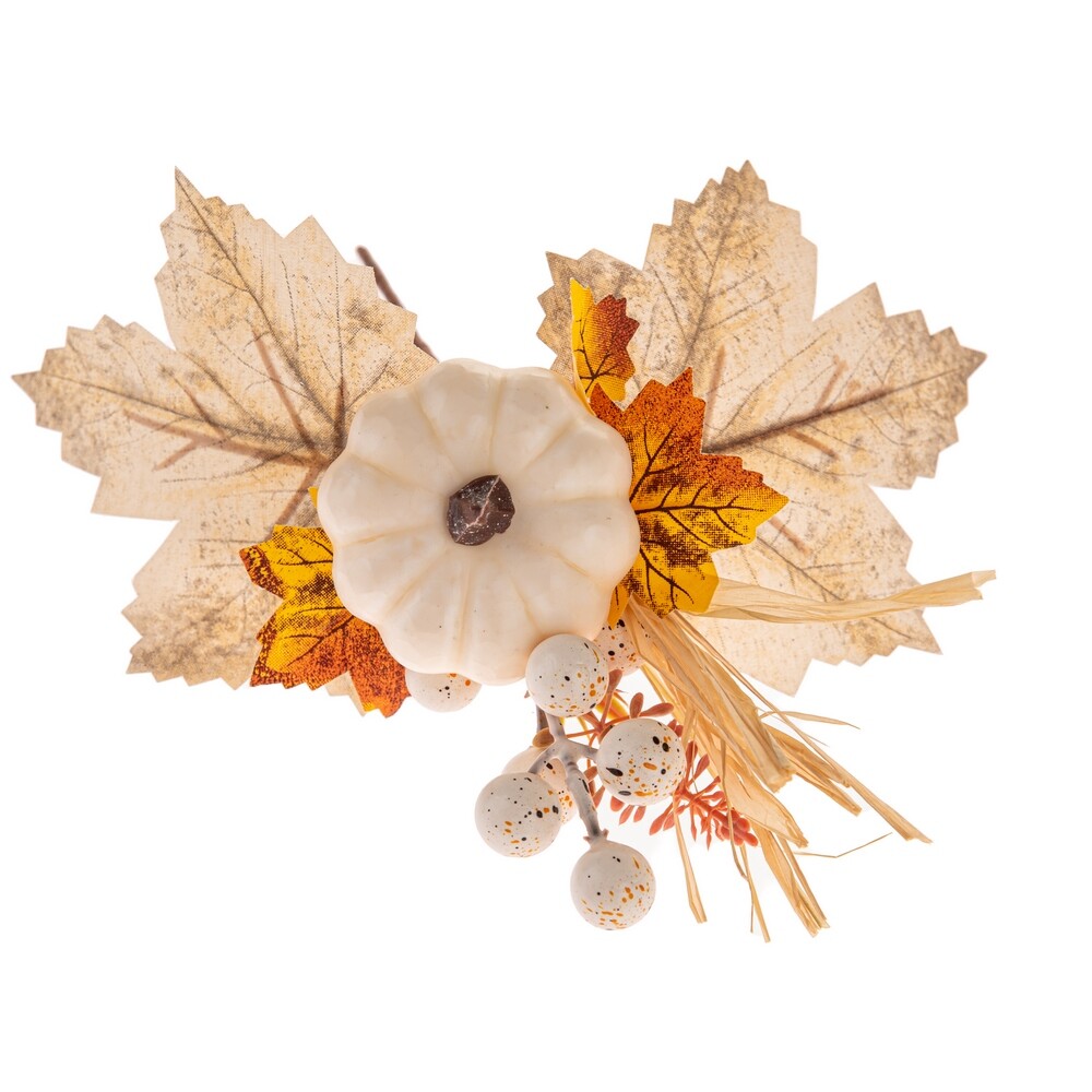 Súprava 2 ks jesenných zápichov Tekvica s listami, 23 cm