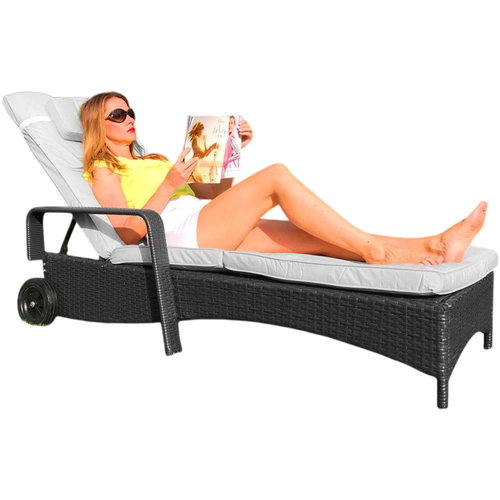 Avenberg Záhradné relaxačné lehátko Havana, čierne, 200 x 69 x 33 cm
