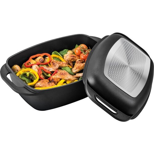 Lamart LT1105 Sütőedény grillfedéllel Double 9 l/3l, fekete