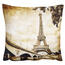 Față de pernă micropluș Eiffel vintage, 40 x 40 cm