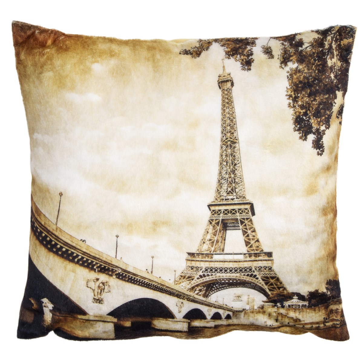 Obliečka na vankúšik mikroplyš Eiffelovka vintage, 40 x 40 cm