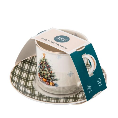Altom Filiżanka porcelanowa ze spodkiem Christmas Tree 260 ml