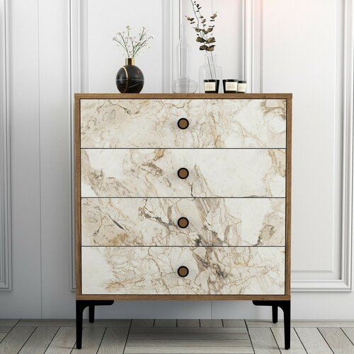 Comodă Lizbon White and Walnut