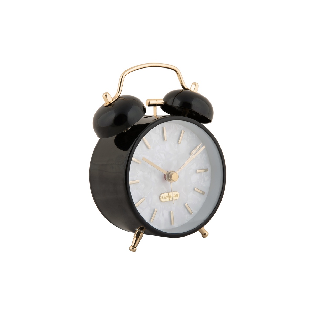 Dizajnový budík Karlsson 6009BK čierny, priemer 12cm