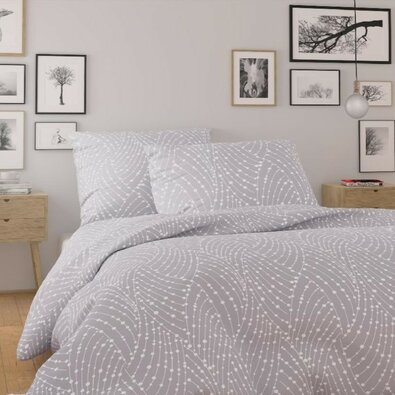 Kvalitex Pościel bawełniana Nordic Astra szary, 140 x 200 cm, 70 x 90 cm