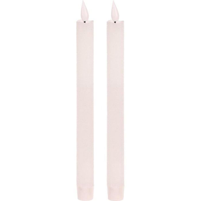 Súprava kónických sviečok s LED osvetlením, biela, 2 ks, parafín, 25 cm