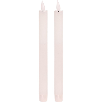 Sada kónických svíček s LED osvětlením, bílá, 2 ks, parafín, 25 cm