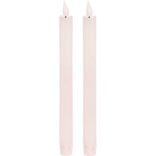 Zestaw świec stożkowych z oświetleniem LED, białe,2 szt., parafinowe, 25 cm