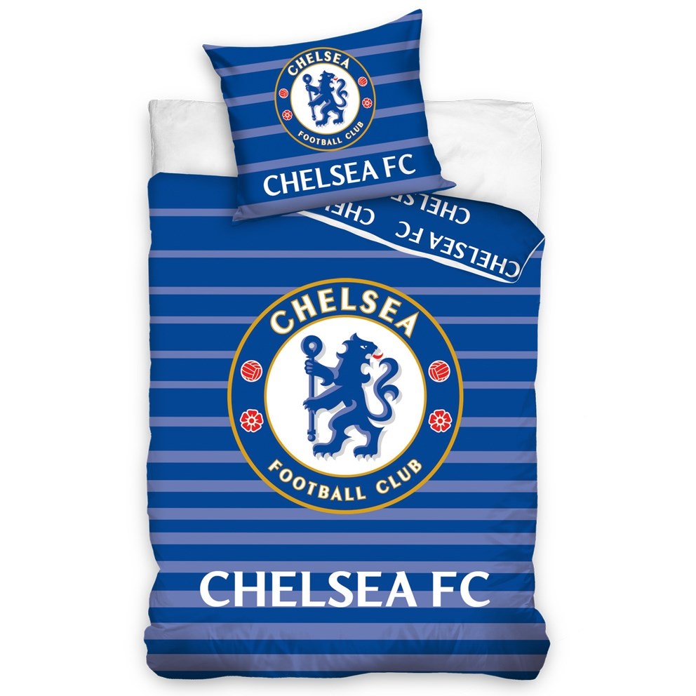 TipTrade Bavlnené obliečky FC Chelsea Stripes, 140 x 200 cm, 70 x 90 cm
