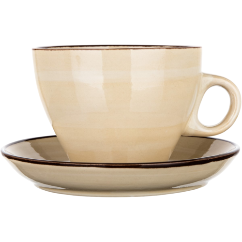 Set de 6 cești cu farfurioare Banquet Palas 290 ml, cream