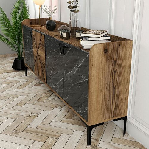 Venedik Walnut and Black Marble szekrény
